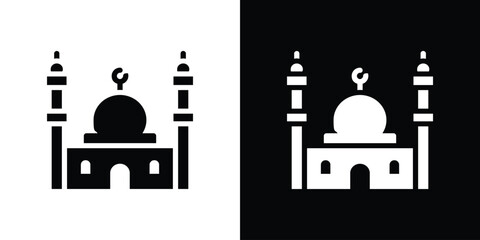Mosque icon set in black glyph style. silhouette collection vector illustration.