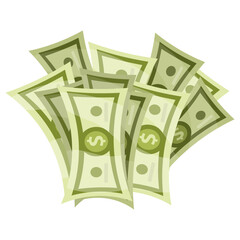 Vector cartoon image of money and bills. Concept of wealth, prestige and earnings. Element for your design.