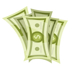 Vector cartoon image of money and bills. Concept of wealth, prestige and earnings. Element for your design.