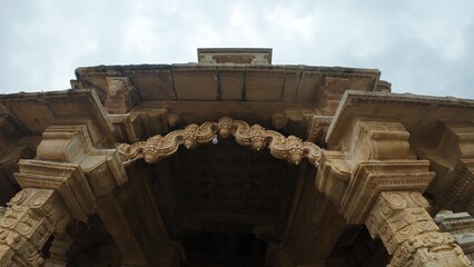 Intricate Stone Carvings of Kumbhshyam Temple within Historic Fort Complex Showcasing Bas-reliefs and Heritage Architecture