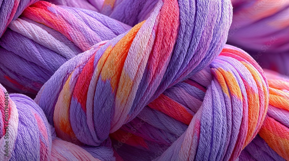 Poster textured intertwining fiber strands in a spring color palette showcasing softness and craftsmanship