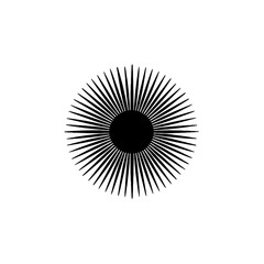 Abstract sun design in black and white, perfect for various uses.