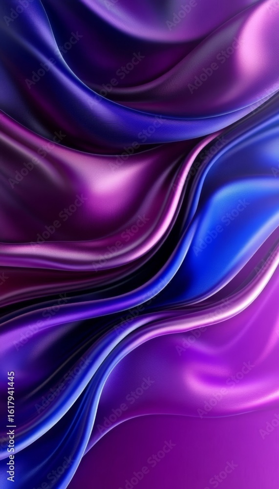 Poster elegant abstract satin fabric with colorful swirls and smooth waves in beautiful gradient textures