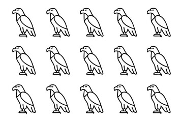 Eagles' Arrangement: A minimalist depiction of multiple eagles arranged, simple design elements, emphasizing patterns and the majestic nature of the birds.