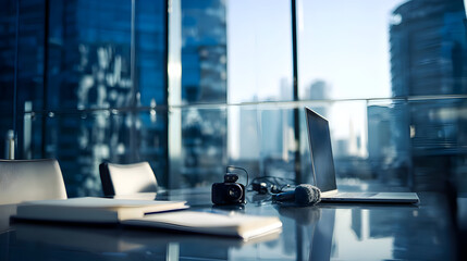 Modern Office Setup with City View