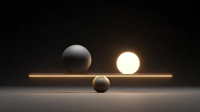 Balanced opposites on a simple bar represent the mental process of comparing paths and considering outcomes.
