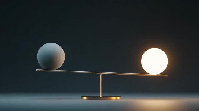 Balanced opposites on a simple bar represent the mental process of comparing paths and considering outcomes.