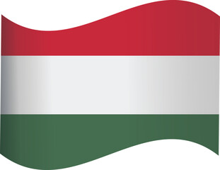Abstract Hungary flag with red, white, and green horizontal stripes, artistic wave style