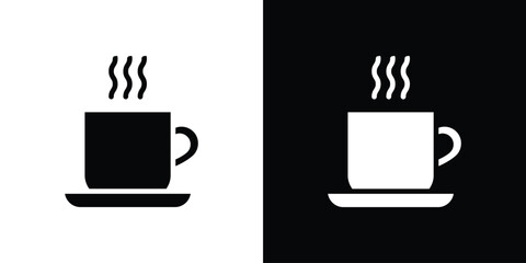 Cup of coffee icon set in black glyph style. silhouette collection vector illustration.