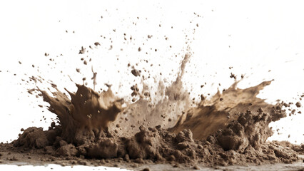 Brown mud splash dynamic motion isolated on a transparent background splatter dirt