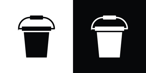 Bucket icon set in black glyph style. silhouette collection vector illustration.