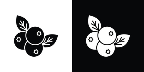 Blueberry icon set in black glyph style. silhouette collection vector illustration.