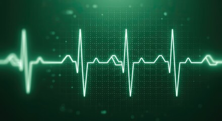 Fototapeta premium A green electrocardiogram line on a grid background