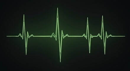 A green electrocardiogram line on a dark background