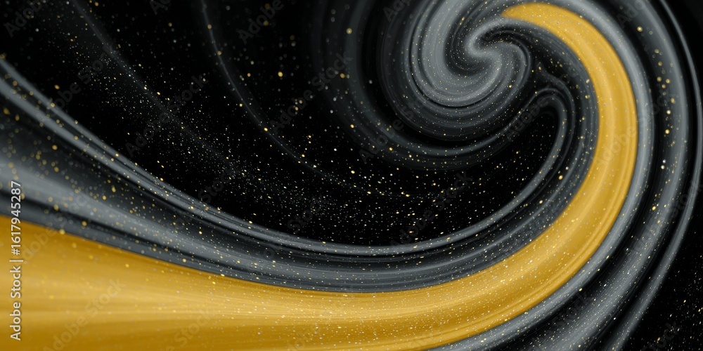 Poster whirlpool of serenity an abstract swirl of dark hues with subtle hints of gold and depth