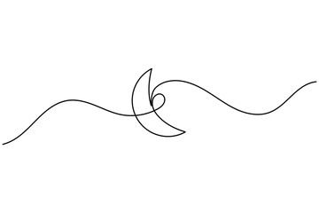 Moon and star continuous one line drawing minimalist style crescent night outline vector illustration