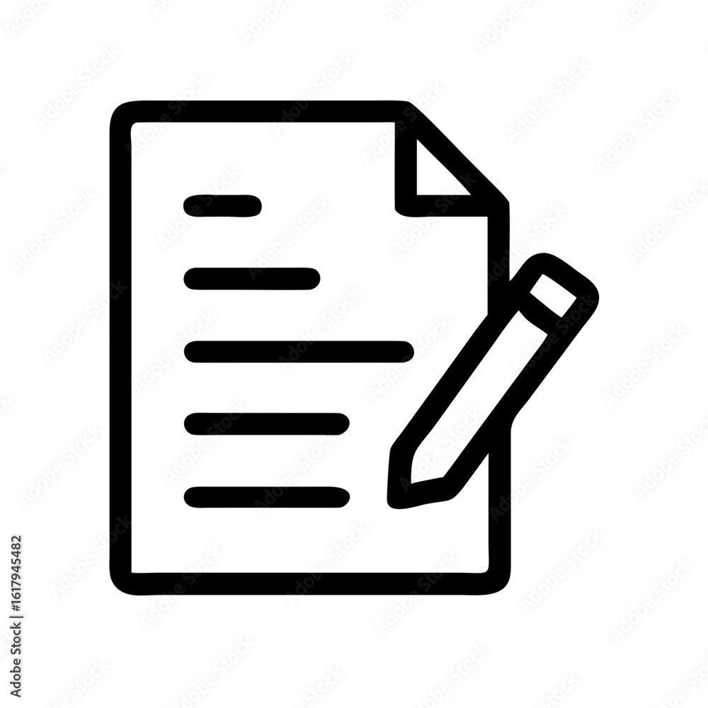 Poster document with pencil icon vector illustration for writing editing and note taking design resource gr