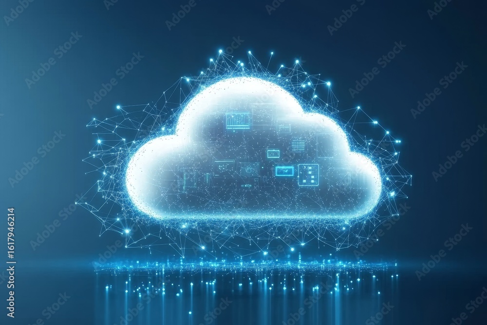 Poster conceptual technology network background for digital cloud computing and modern connection solutions