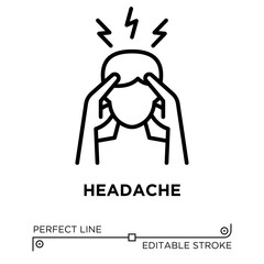 Vector line icon related to headache. Perfect Line. Editable Stroke.