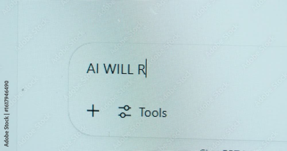 Aufkleber an ai chatbot on a macro screen displaying the phrase 'ai will replace humans
