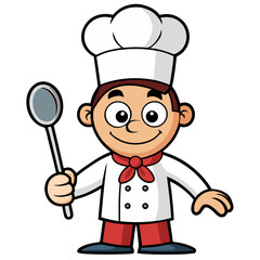 Cartoon Chef Hat Character with Spoon – Cute Cooking Kitchen Mascot PNG