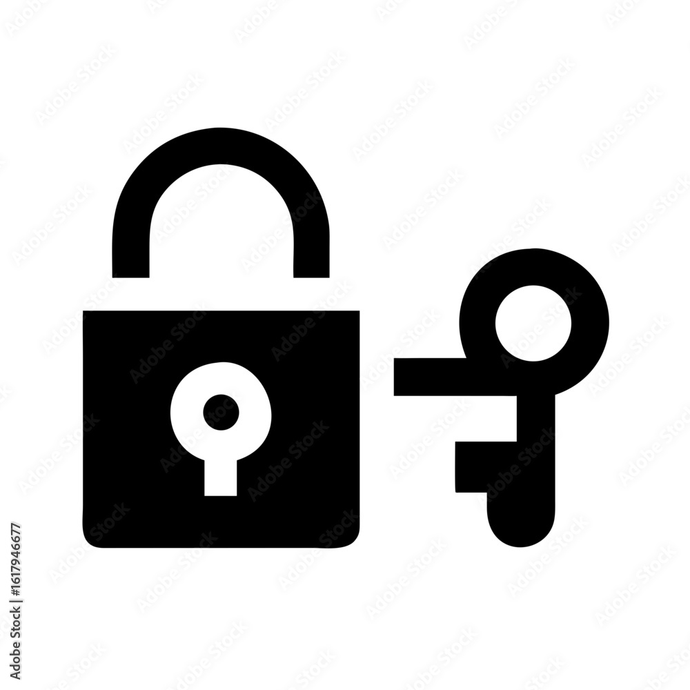 Aufkleber unlock security concept with key and padlock for data protection and access control illustration vec