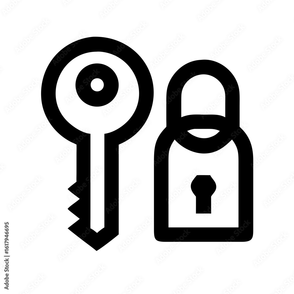 Poster key and lock icon vector illustration for security access and password protection symbol of privacy 