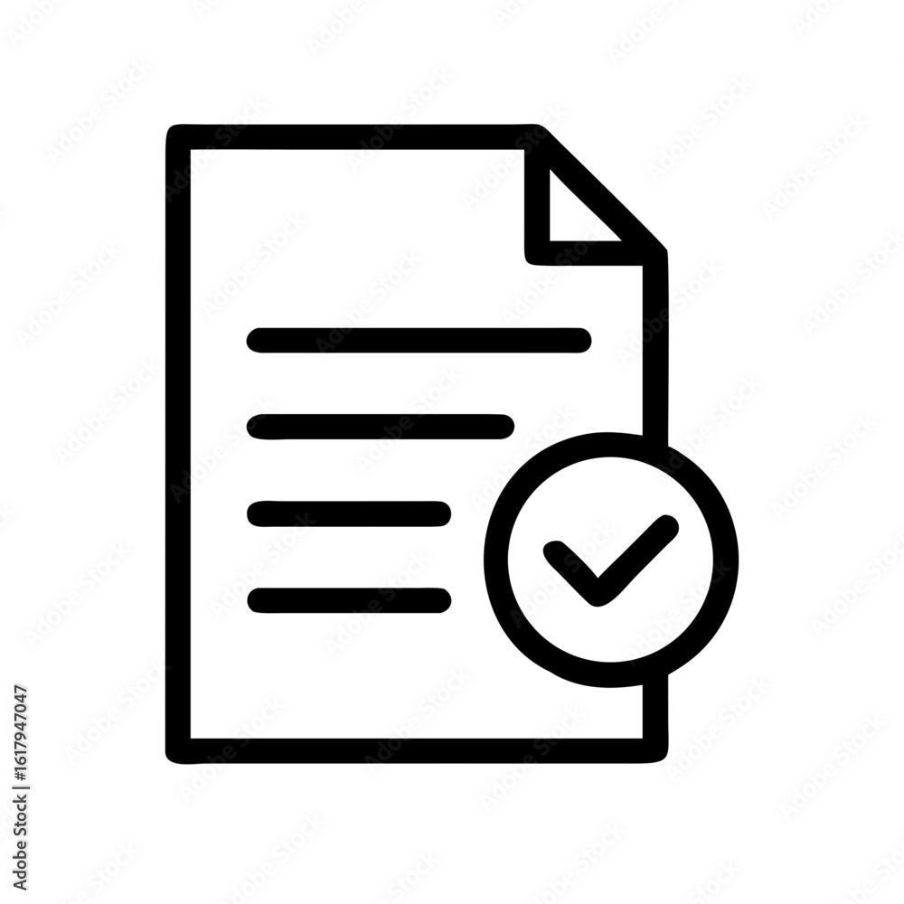 Poster completed document checklist approved form icon for business task management and project confirmatio