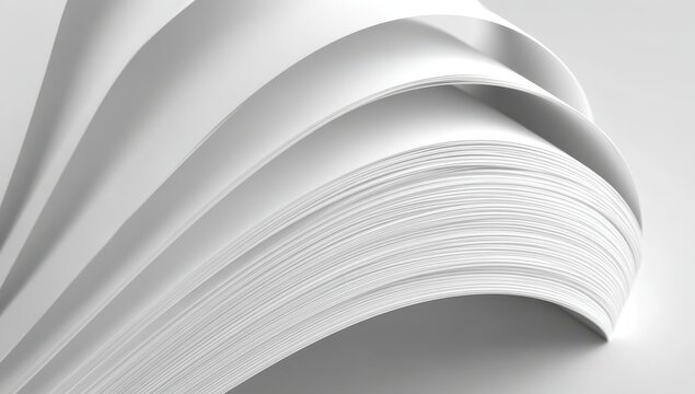 Close-up of curved, white paper sheets - Powered by Adobe