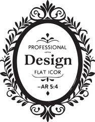 Monochrome Emblem with Ornamental Ribbon