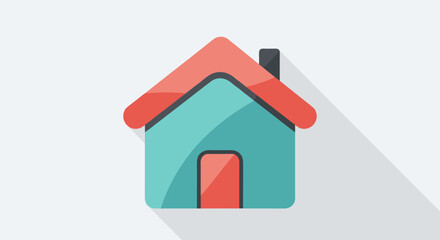 Obraz premium Simple house icon flat design with long shadow element