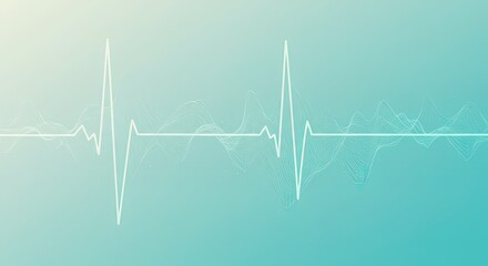 A white electrocardiogram line with intricate wave patterns on a blue gradient background