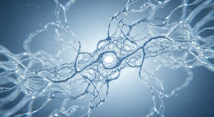Naklejka premium Abstract blue liquid strands forming a complex network