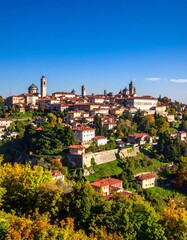 Fototapeta premium Picturesque hilltop town, autumn colors
