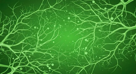 Obraz premium Abstract green tree branches with scattered dots against a gradient background
