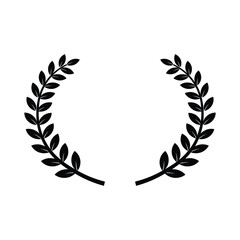 Elegant Black Laurel Wreath Silhouette Symbolizing Victory, Honor, Prestige, and Classic Award Design Element