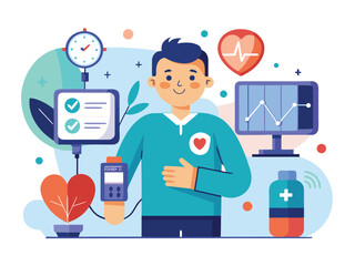 Healthcare and Wellness Check Vector Scene