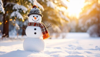 Obraz premium Charming Snowman in a Winter Wonderland