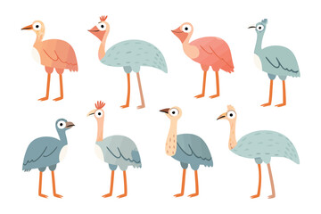 Colorful stylized birds illustration: A charming collection of stylized birds in vibrant colors, each with unique characteristics, forming a delightful and artistic avian ensemble.