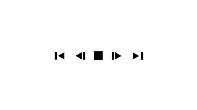 Set of media player button icons. Play or pause button. Music or video play bar icon on white background.