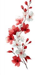 Naklejka premium Delicate pink and white blossoms on branch