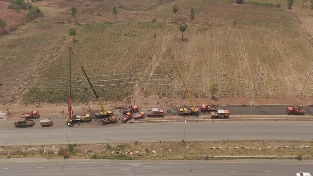 Electric power maintainant Under construction high way 