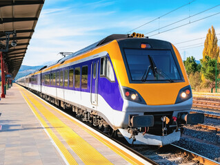 Naklejka premium Train coupling process at a train station with passengers watching the efficient operations of the rail system