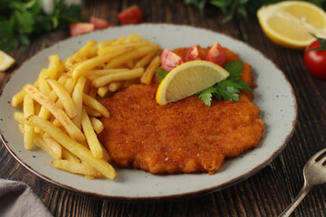 A Viennese schnizel with french fries