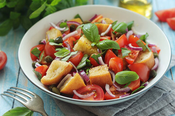 Panzanella salad, traditional dish of Italian cuisine	