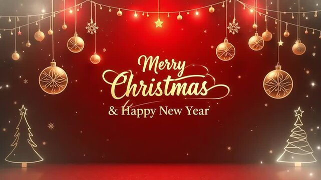 Merry christmas and happy new year greetings holiday season festive background animation video