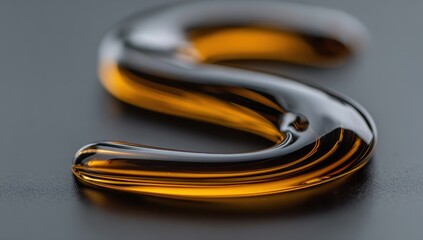 Naklejka premium Amber liquid letter S, close-up