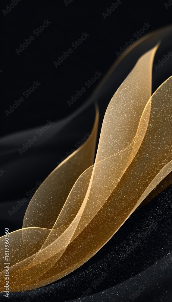 Canvas Prints elegant black and gold abstract design with flowing metallic waves on dark background
