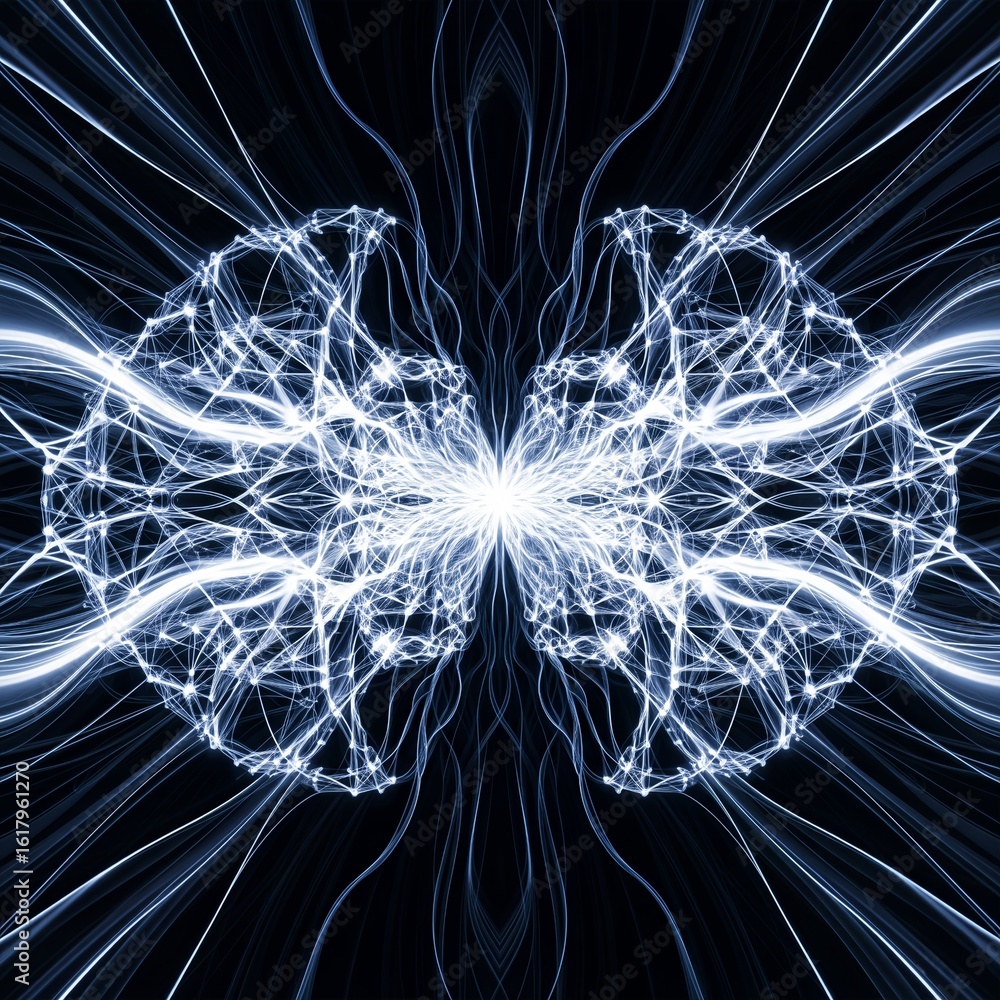 Poster abstract neural network connection brain light energy synapse