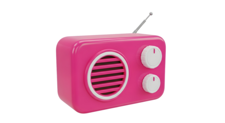 Vibrant pink retro radio with antenna and knobs, perfect for music lovers and vintage enthusiasts seeking nostalgic charm and retro style.